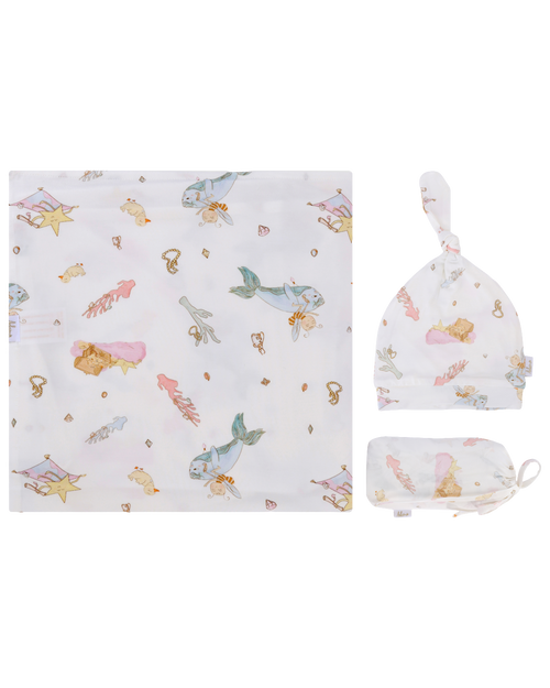Whale – Bamboo Swaddle & Bonnet Set