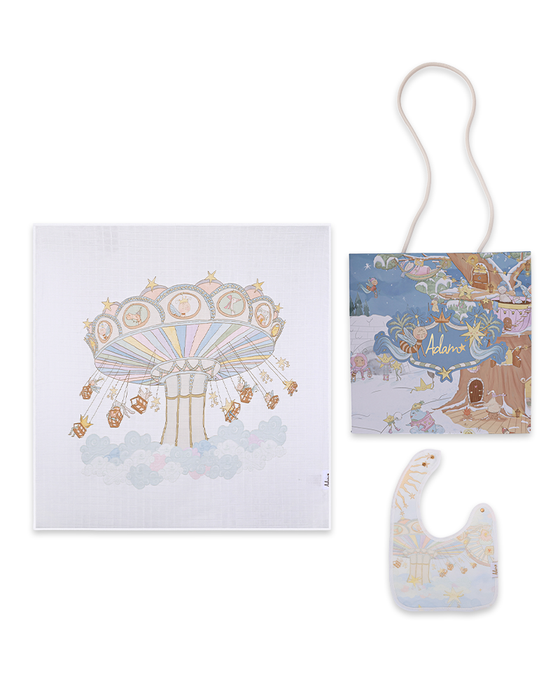 Floating Friends Blanket & Wonderland Baby Bib Gift Set